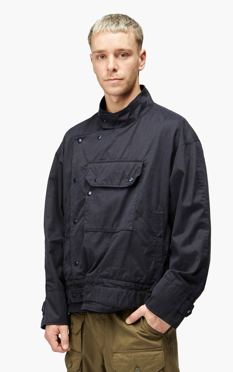 Engineered Garments Moto Jacket PC Coated Cloth Dark Navy
