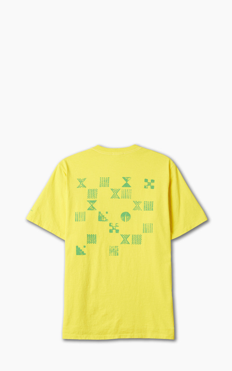 Engineered Garments Printed Cross Crew Neck Pocket T-Shirt Illusion Yellow