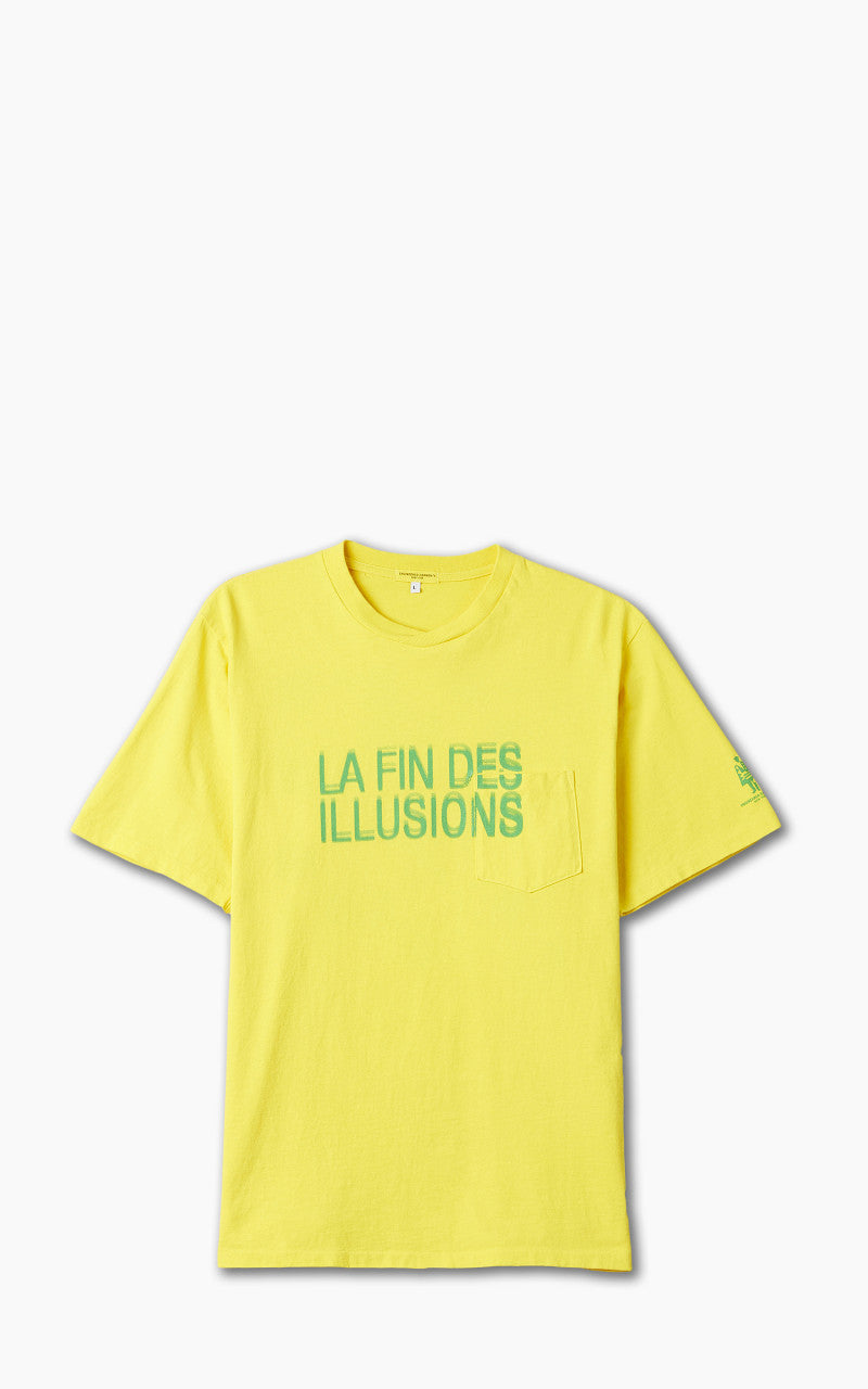 Engineered Garments Printed Cross Crew Neck Pocket T-Shirt Illusion Yellow