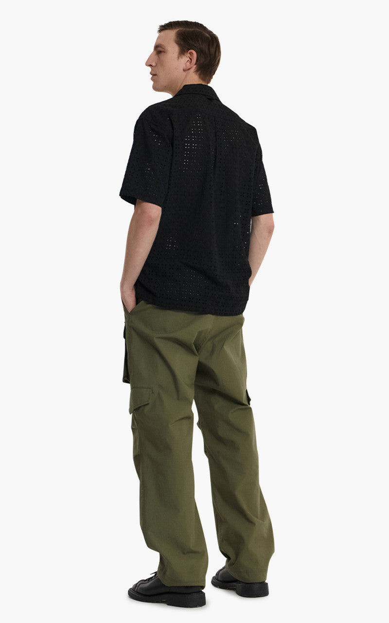 Eastlogue Mechanic Zip-Up Half Shirt Black Crochet