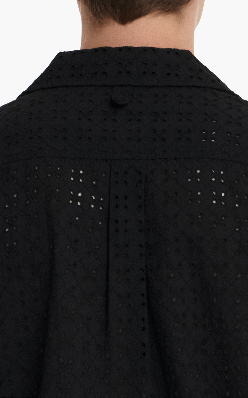 Eastlogue Mechanic Zip-Up Half Shirt Black Crochet