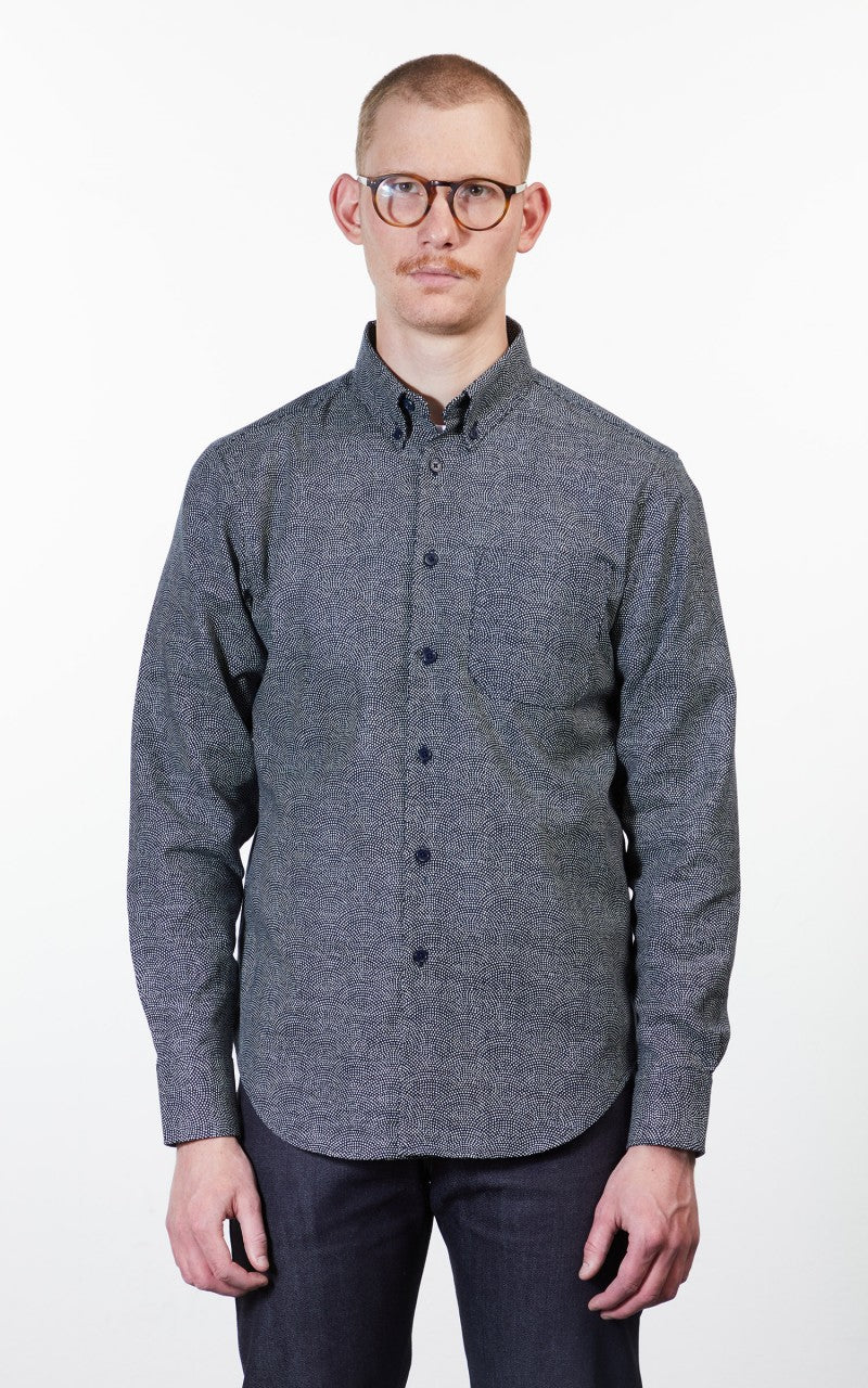 Naked & Famous Denim Easy Shirt Kimono Dots Indigo
