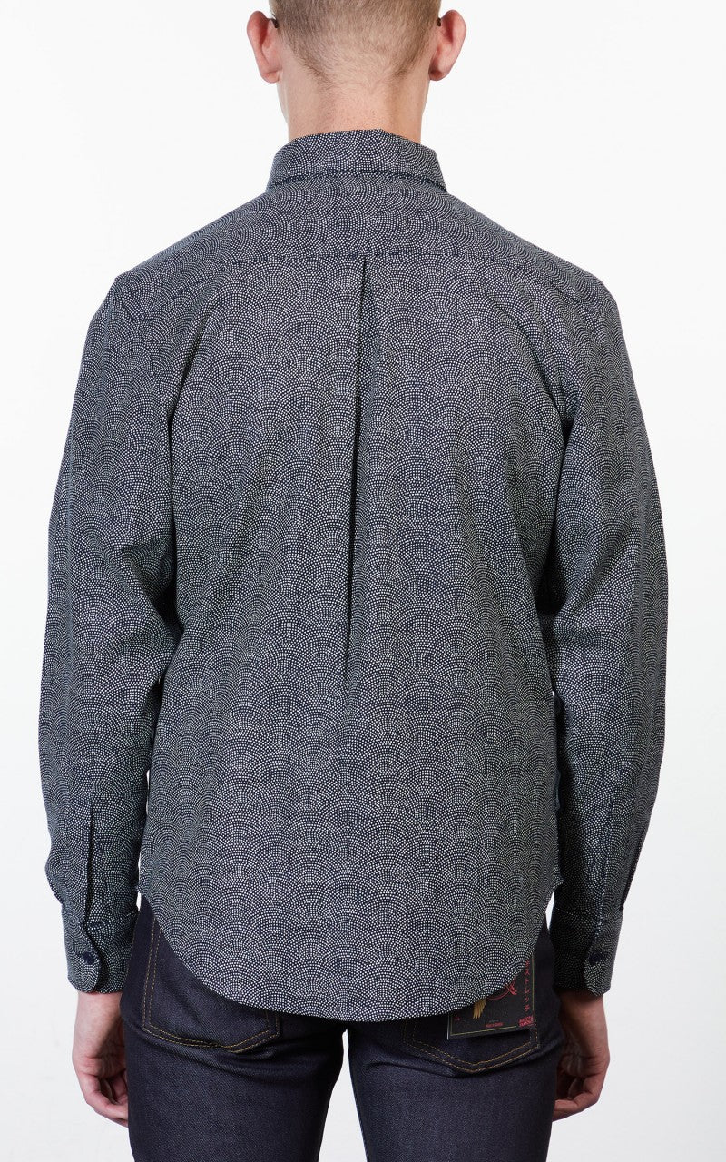 Naked & Famous Denim Easy Shirt Kimono Dots Indigo