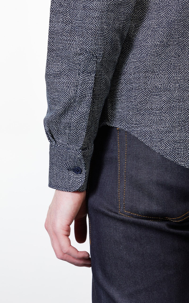 Naked & Famous Denim Easy Shirt Kimono Dots Indigo