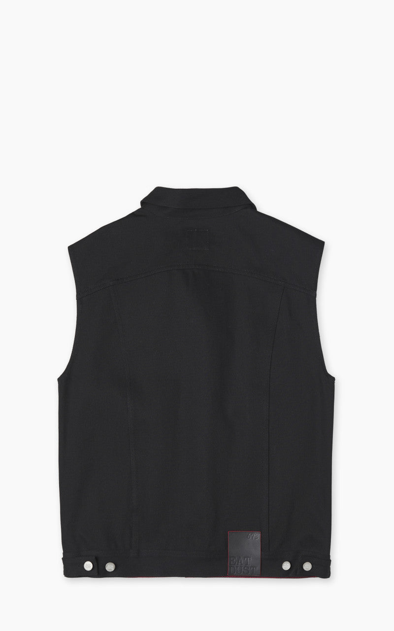 Eat Dust Fit 736 Biker Denim Vest Heavier Black 14oz