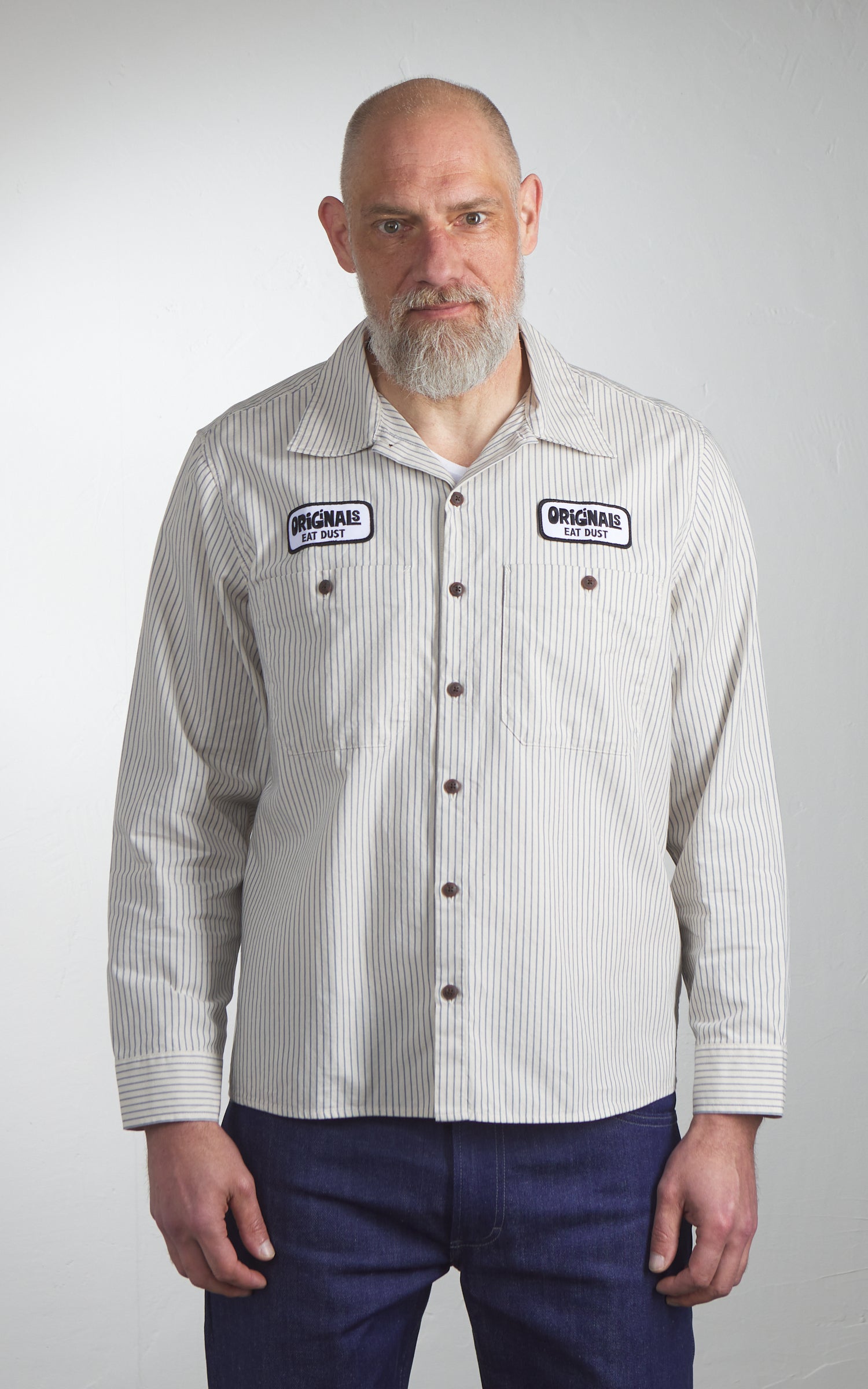 Eat Dust Pit Crew Shirt Rimini Stripes Wheat/Blue