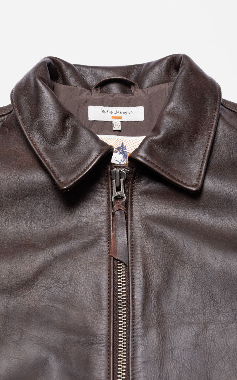 Nudie Jeans Eddy Rider Leather Jacket Brown
