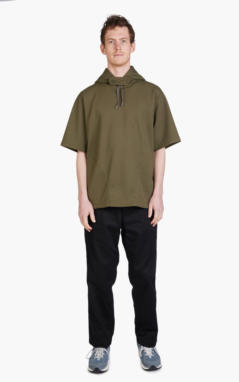 Engineered Garments Short Sleeve Hoody Poly Knit Olive Diamond