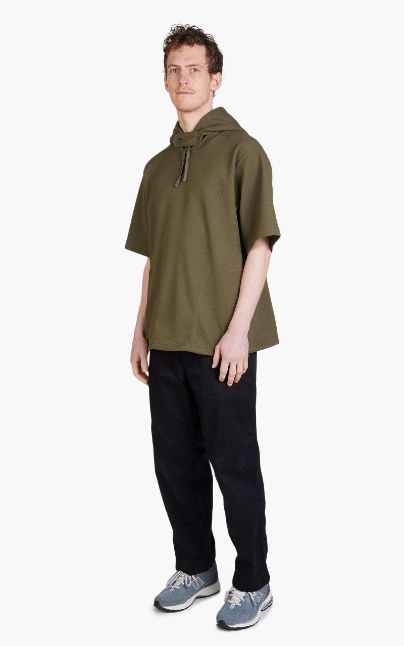Engineered Garments Short Sleeve Hoody Poly Knit Olive Diamond