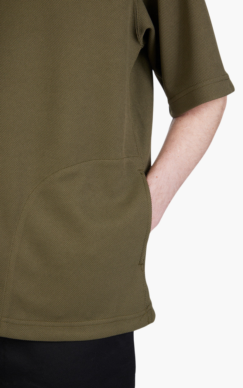 Engineered Garments Short Sleeve Hoody Poly Knit Olive Diamond