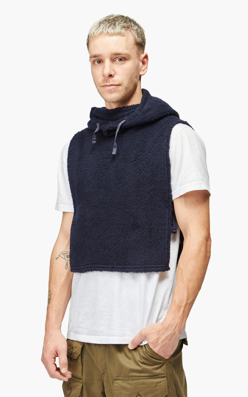 Engineered Garments Hooded Interliner Wool Poly Shaggy Knit Navy
