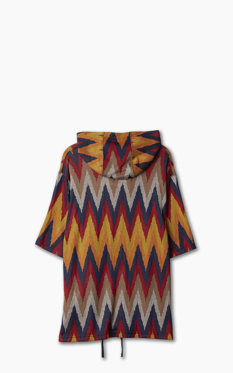 Engineered Garments Short Sleeve Hoody Ikat Knit Red/Navy