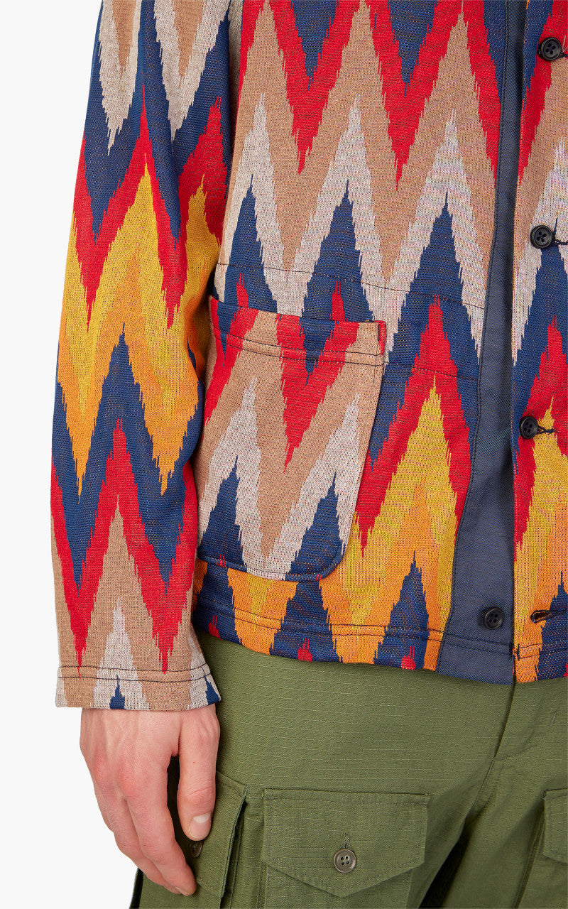 Engineered Garments Knit Cardigan Ikat Red/Navy