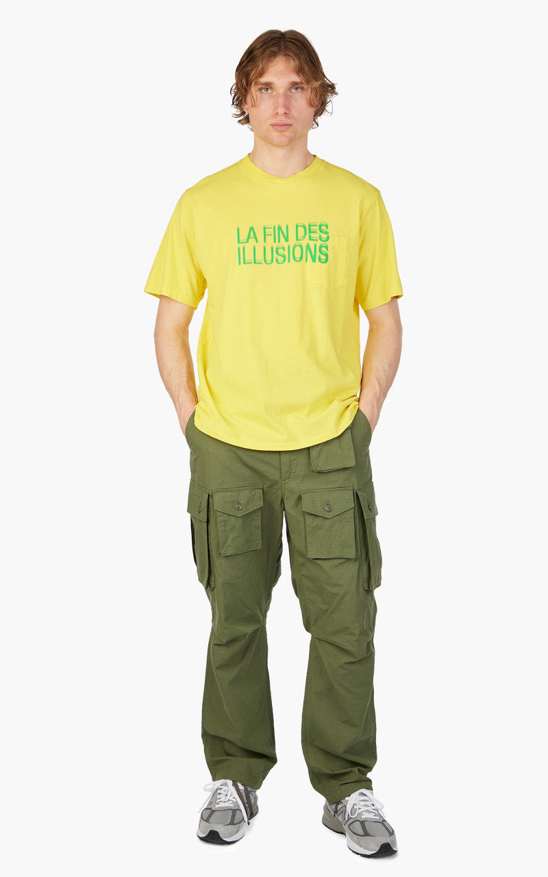 Engineered Garments Printed Cross Crew Neck Pocket T-Shirt Illusion Yellow