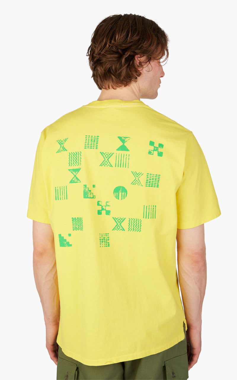Engineered Garments Printed Cross Crew Neck Pocket T-Shirt Illusion Yellow