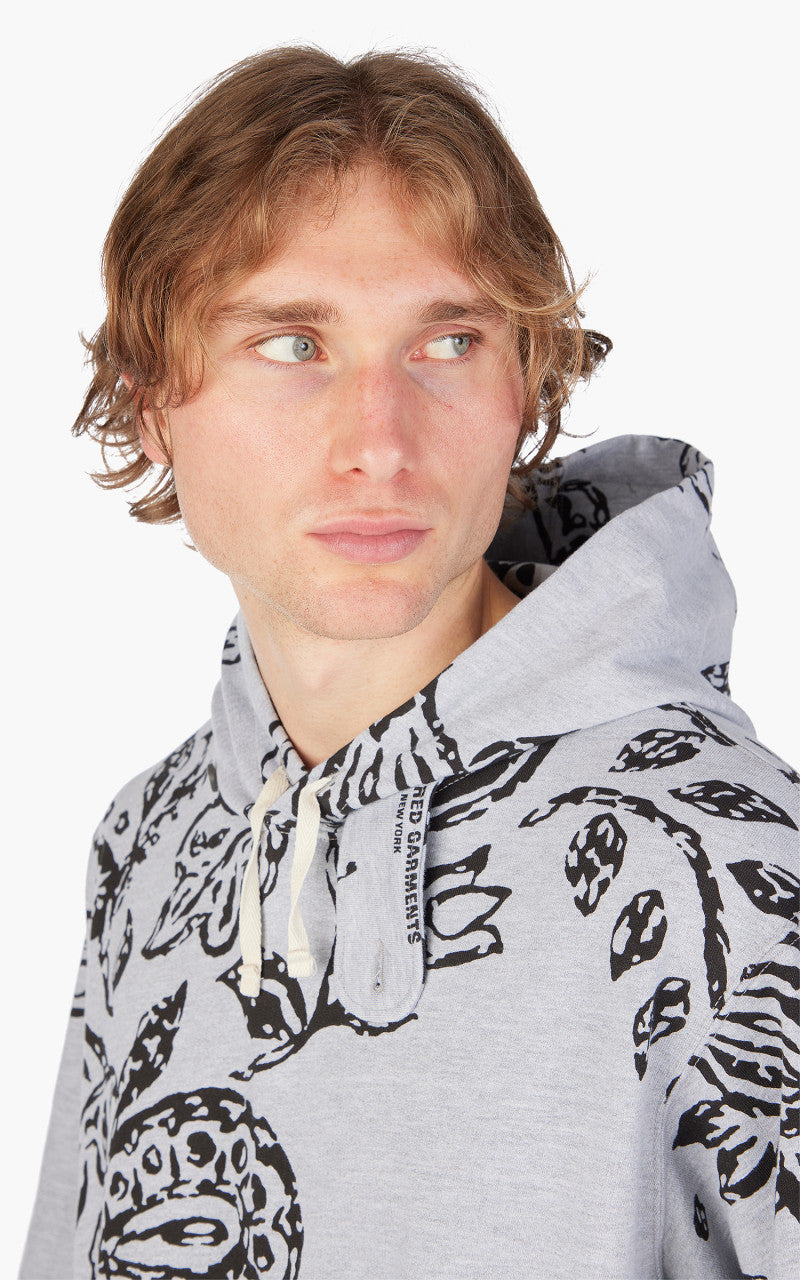 Engineered Garments Short Sleeve Hoody Heather Grey Floral