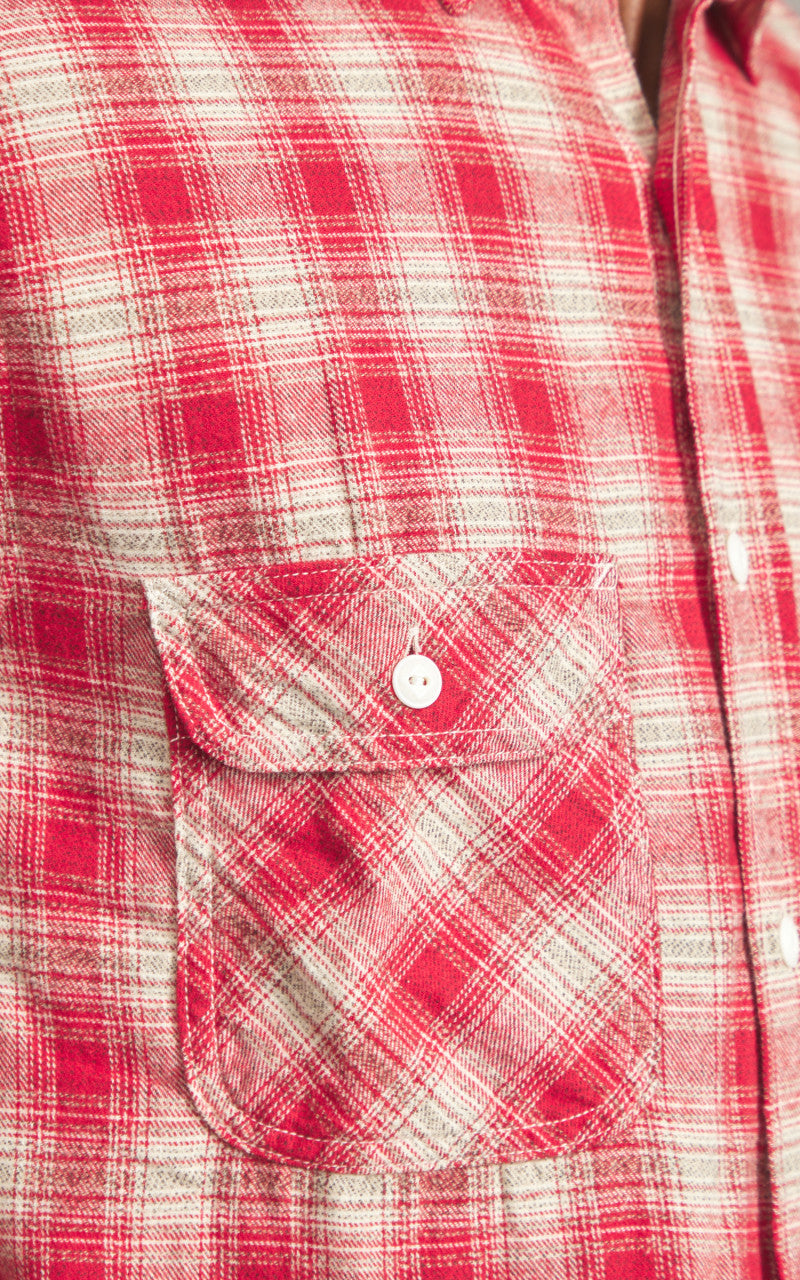 FOB Factory F3503 Nel Work Shirt Ombre Checked Red