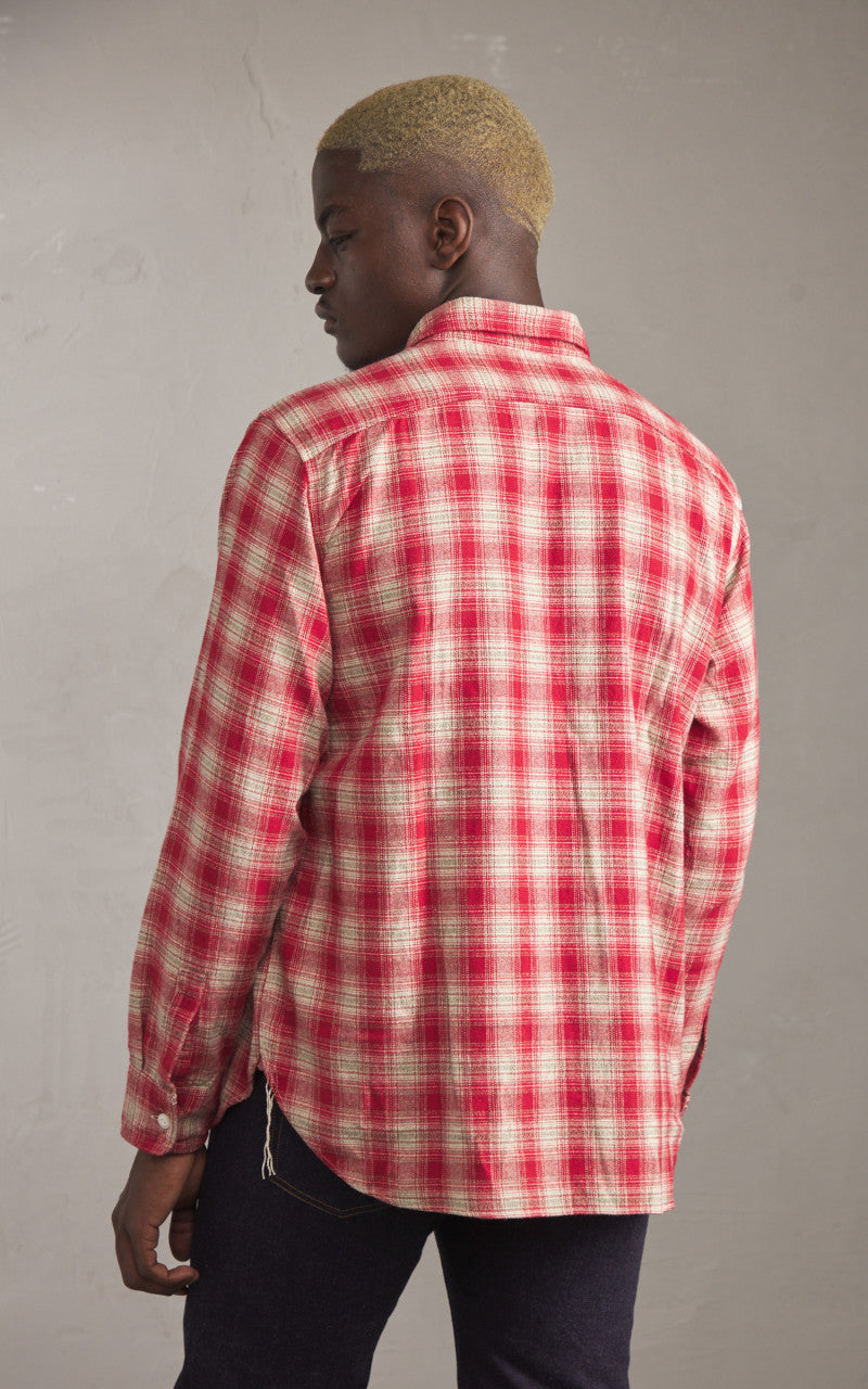 FOB Factory F3503 Nel Work Shirt Ombre Checked Red