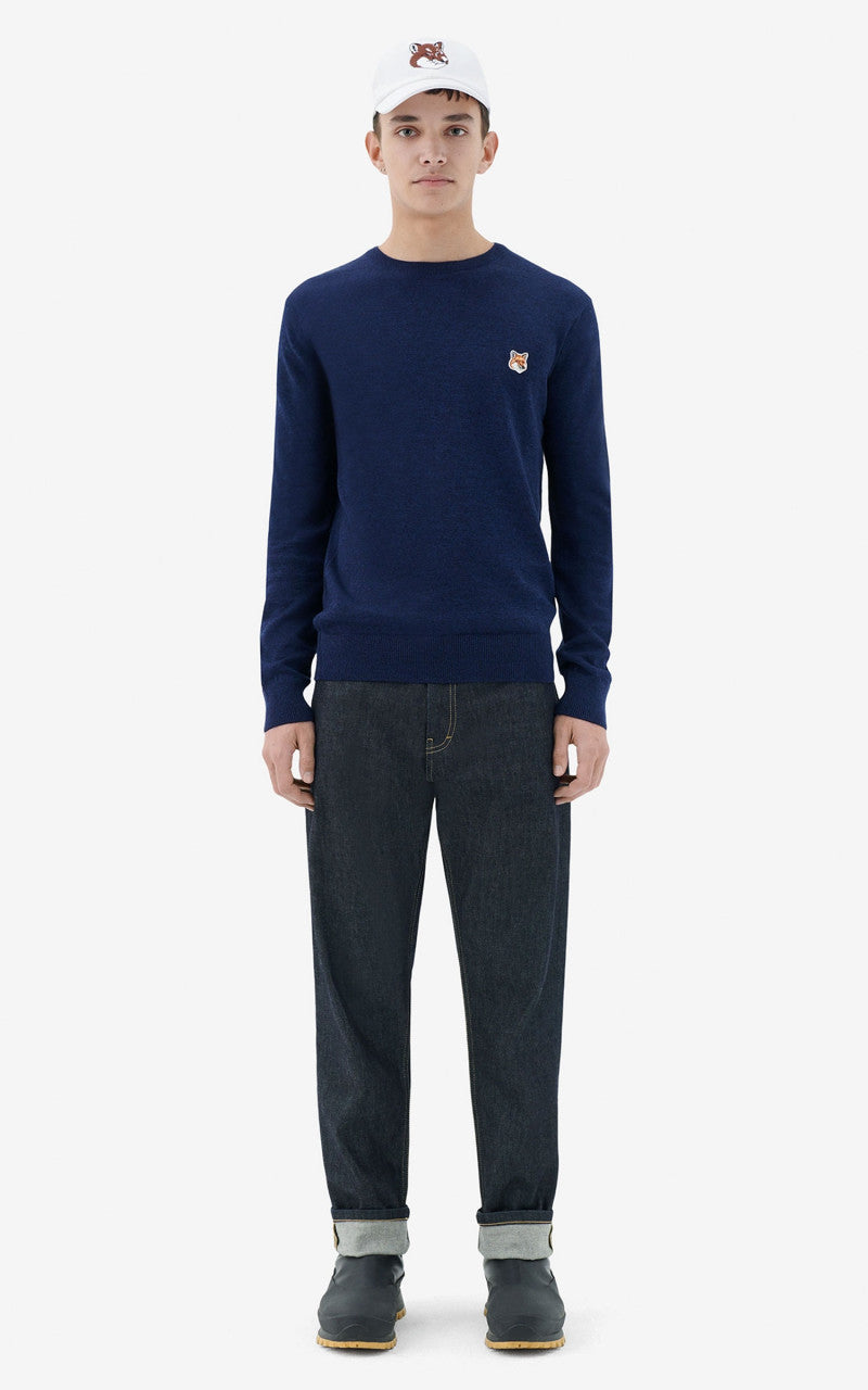 Maison Kitsuné Fox Head Patch Regular R-Neck Pullover Navy