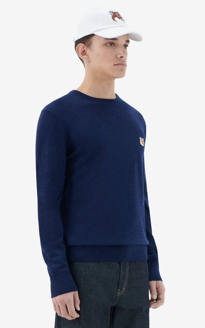 Maison Kitsuné Fox Head Patch Regular R-Neck Pullover Navy