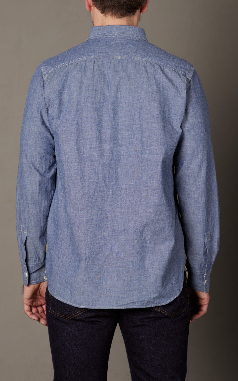 FOB Factory F3494 Chambray Work Shirt Navy