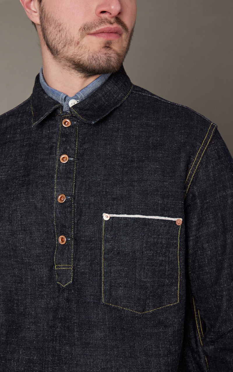 FOB Factory F2384 G3 Denim Pullover Shirt Selvedge Rinsed Indigo