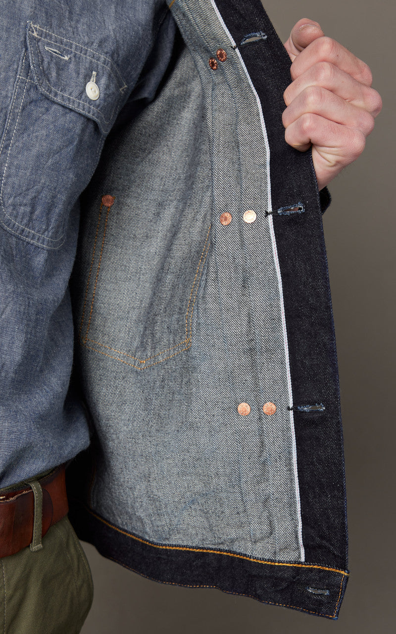 FOB Factory F2432 Garage Selvedge Denim Jacket Rinsed Indigo