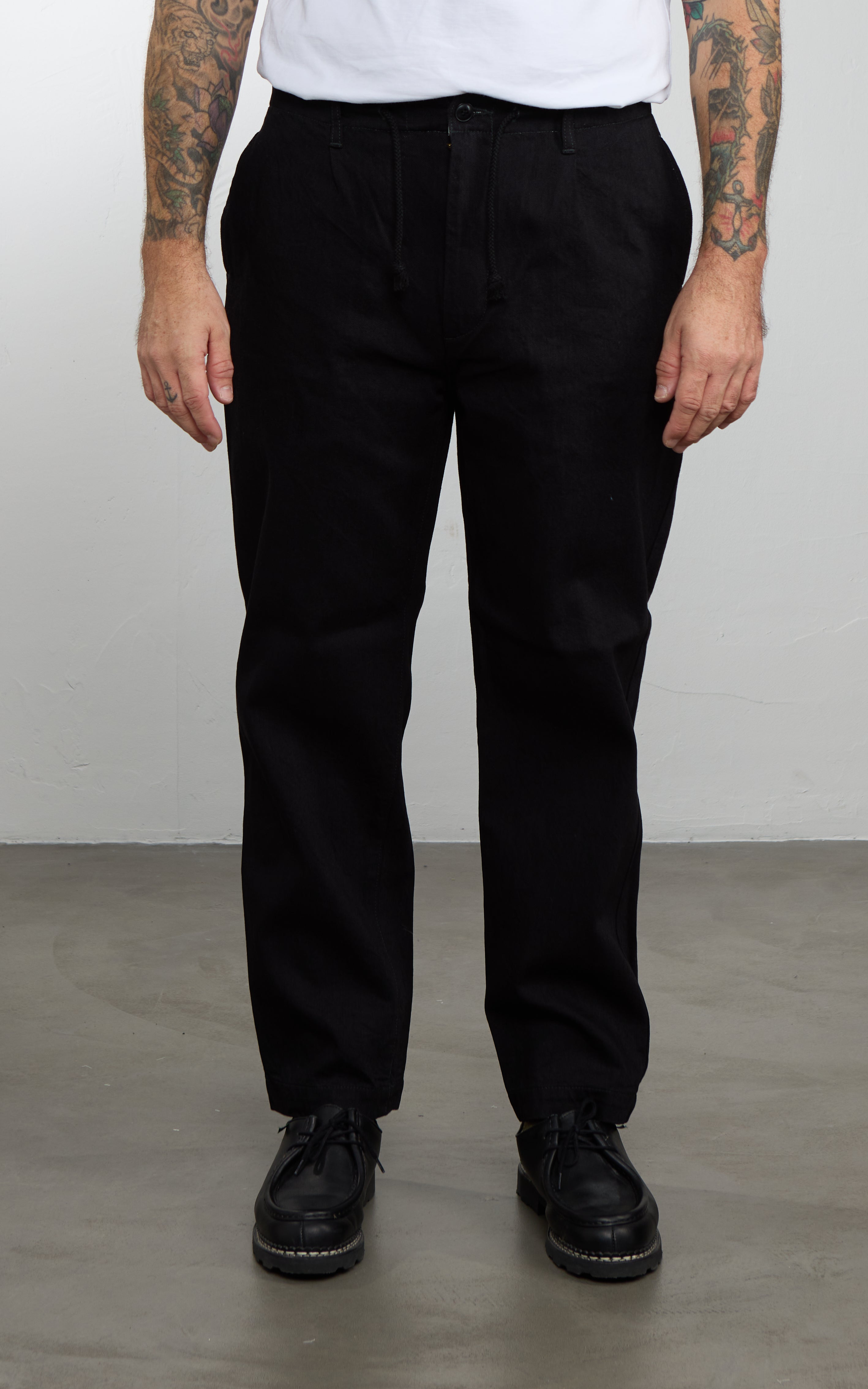 FOB Factory F0508 Three Eight Loom Denim Track Pants Black
