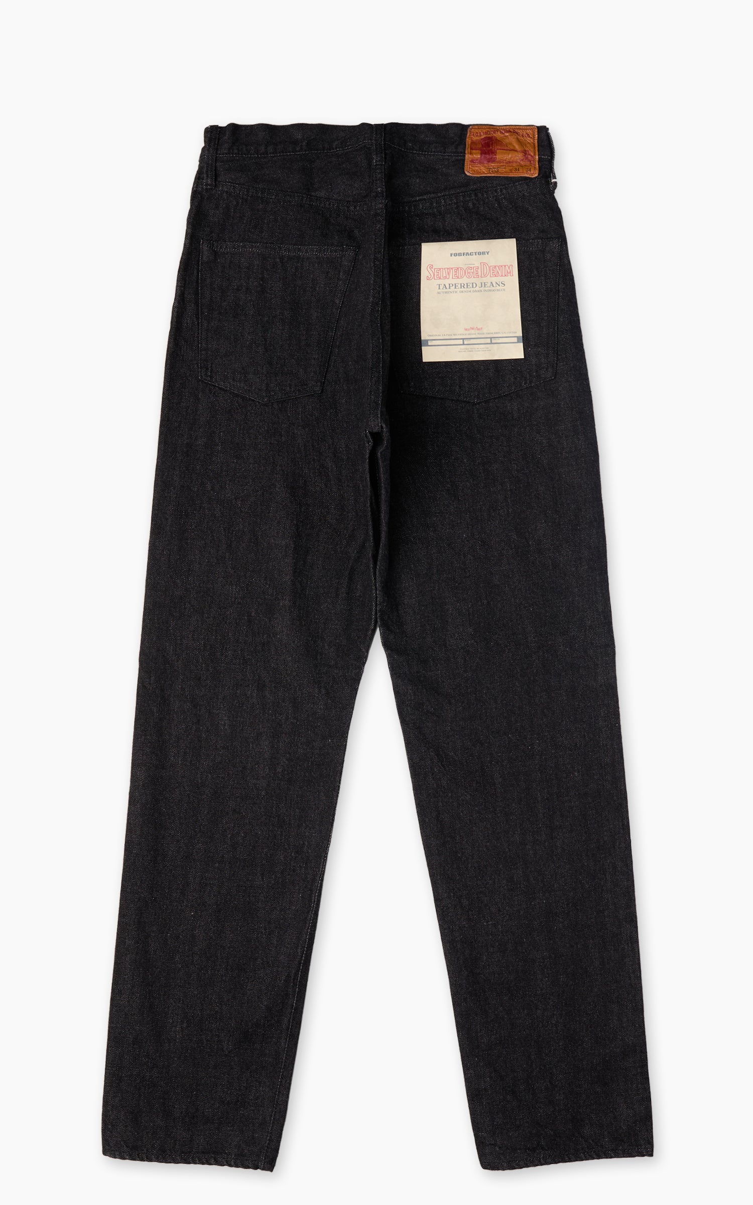 FOB Factory F153 Selvedge Denim Tapered 5P Rinsed Black