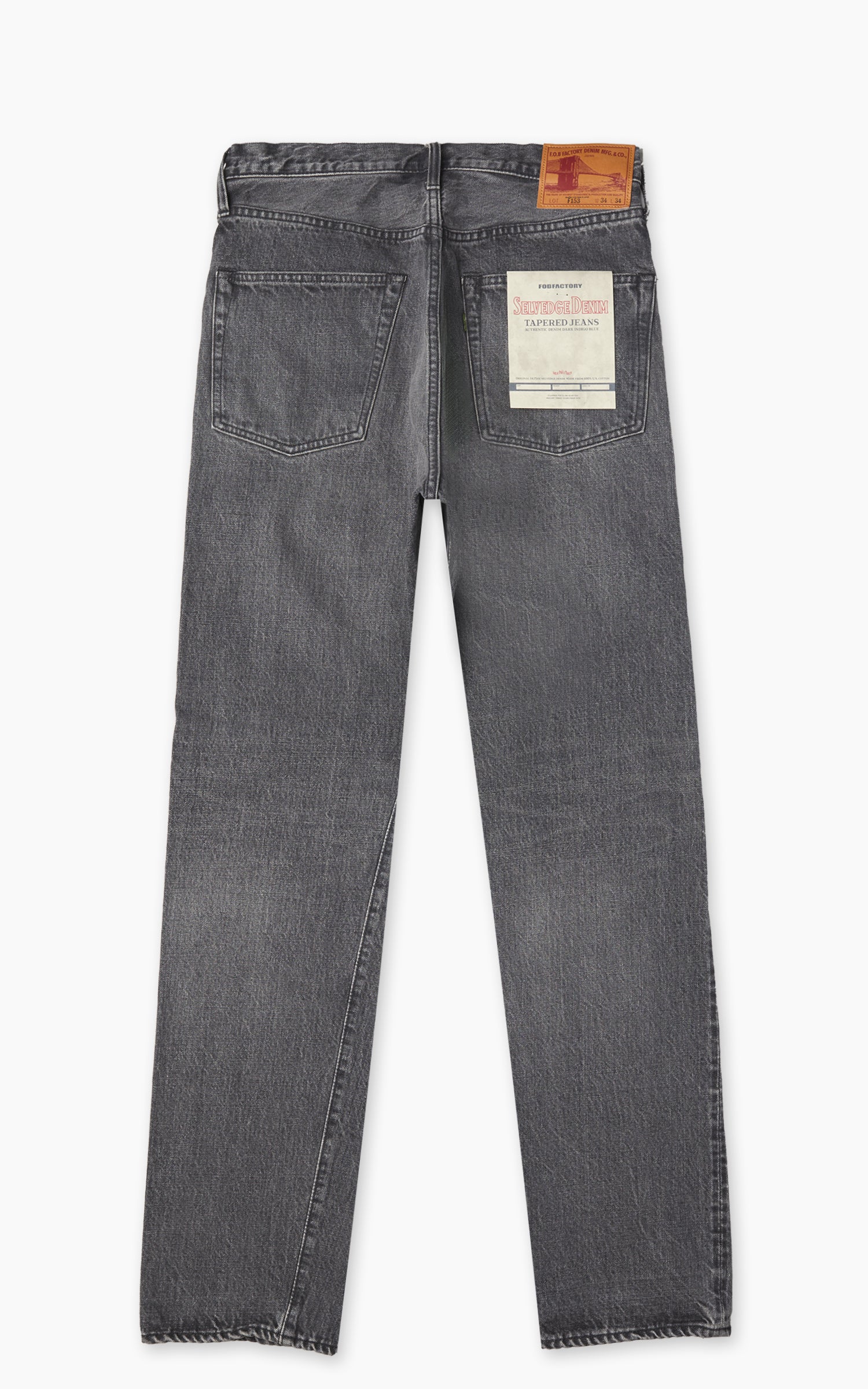 FOB Factory F153 Selvedge Denim Tapered 5P Used Wash Black
