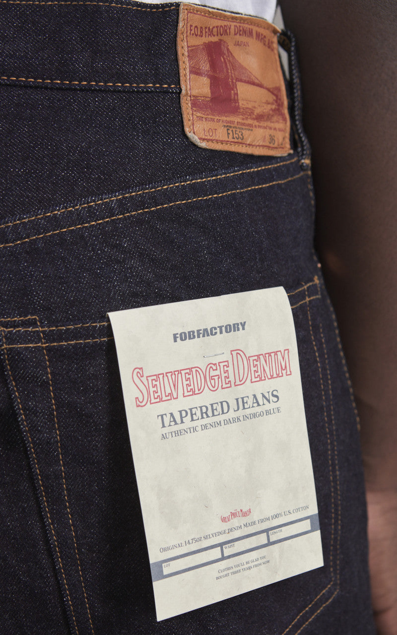 FOB Factory F153 Selvedge Denim Tapered 5P Rinsed Indigo