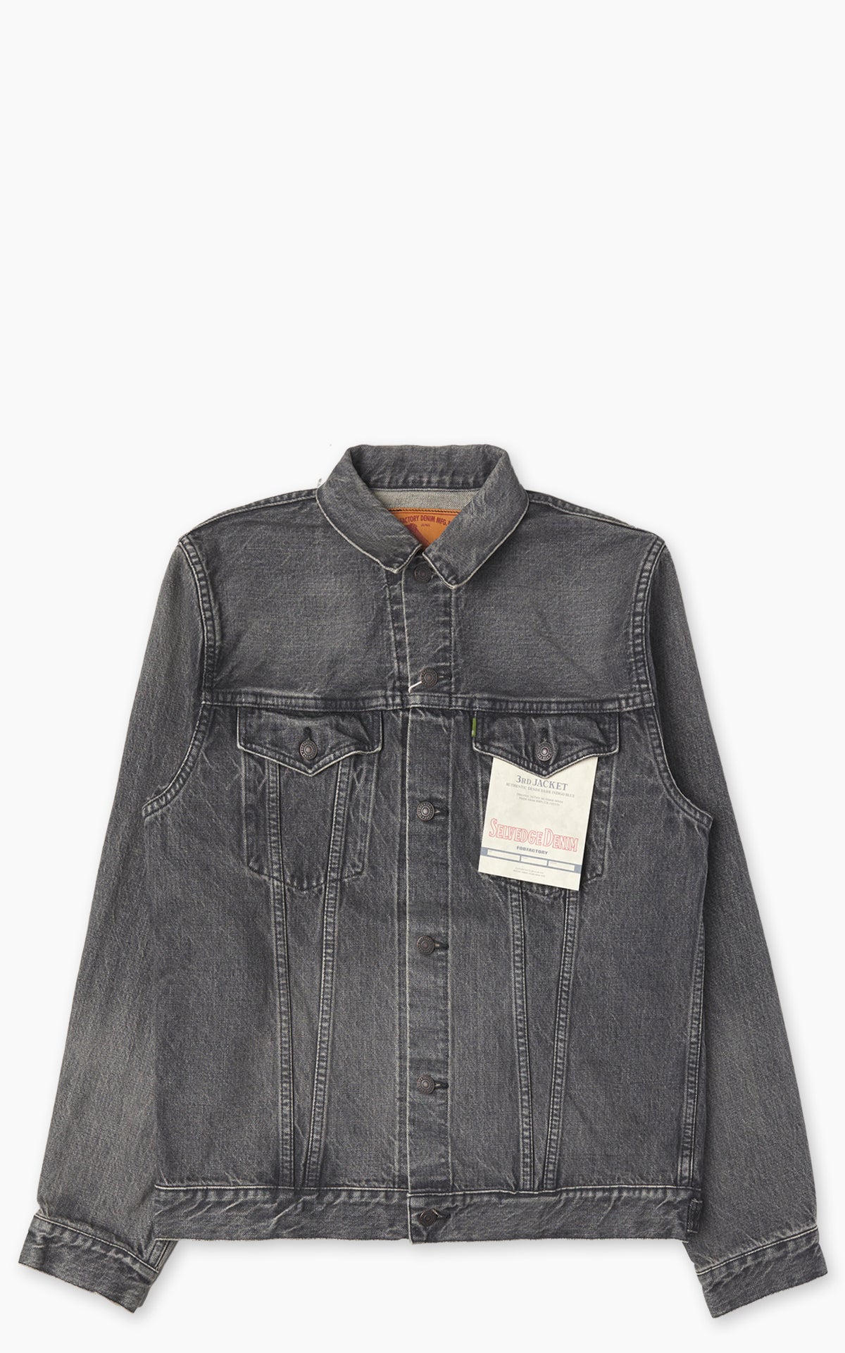 FOB Factory F2444 Type 3 Selvedge Denim Jacket Used Wash Black