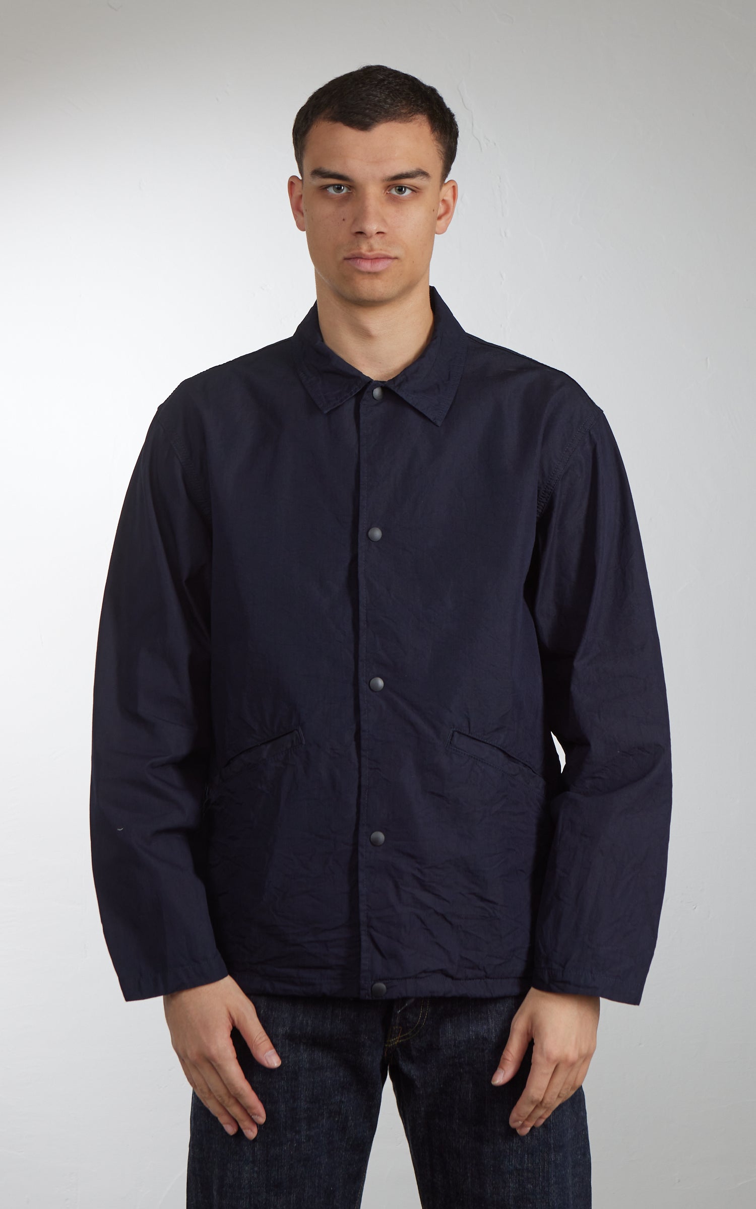 FOB Factory F2462 ID Nylon Coach Jacket Indigo