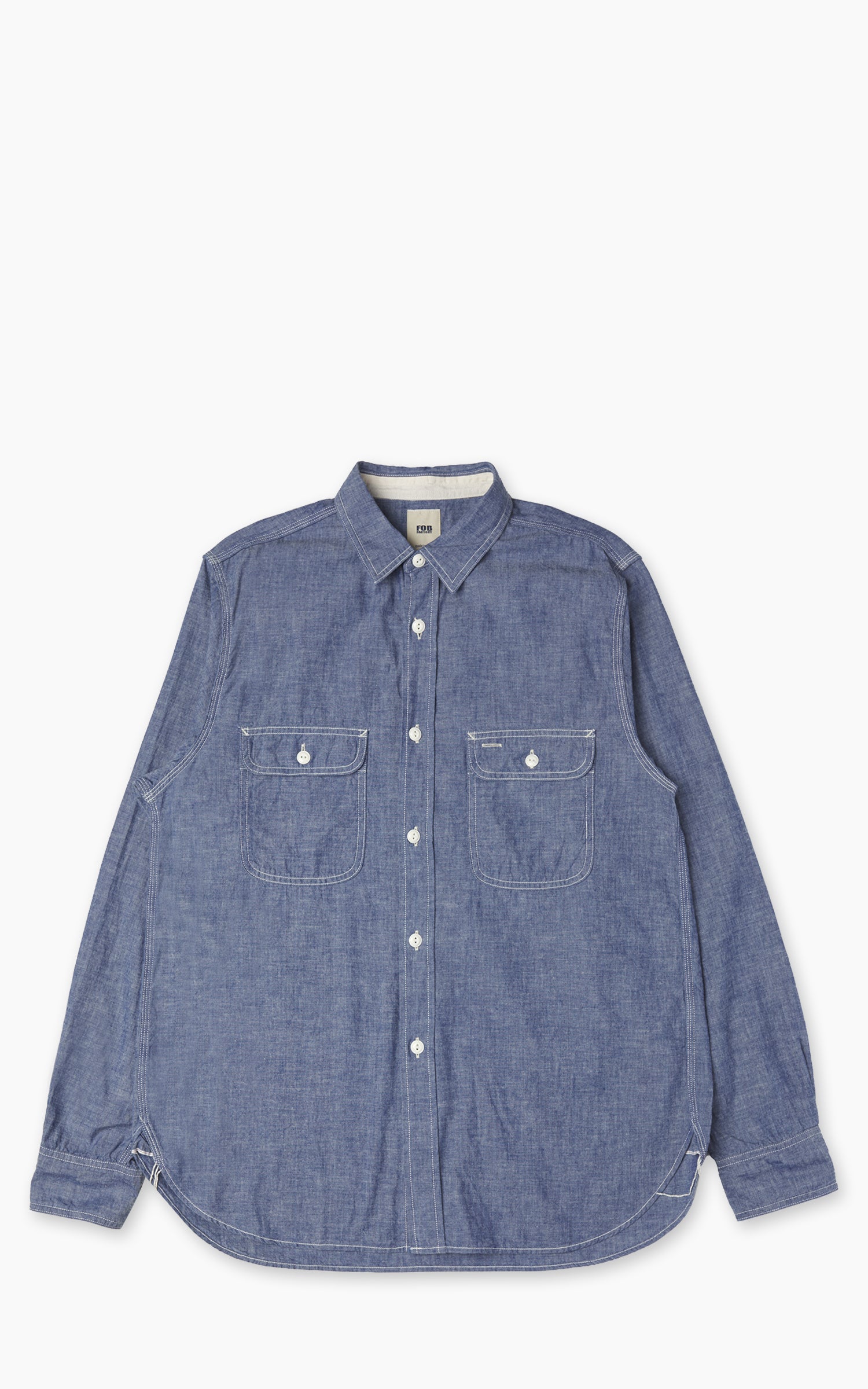 FOB Factory F3494 Selvedge Chambray Work Shirt Blue