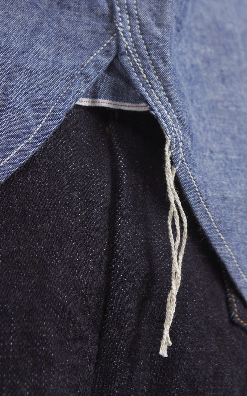FOB Factory F3494 Selvedge Chambray Work Shirt Blue