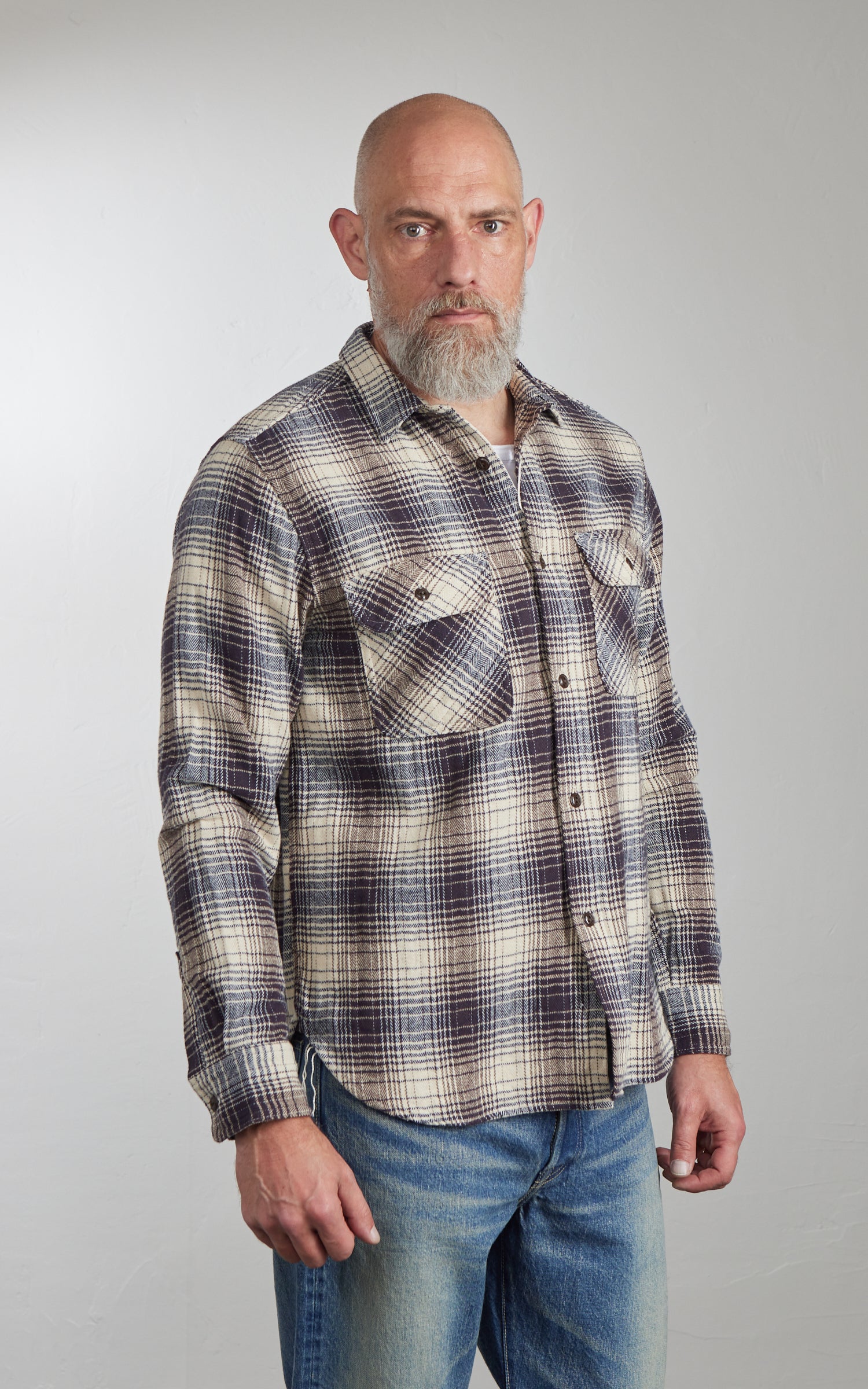 FOB Factory F3510 Heavy Flannel Work Shirt Navy