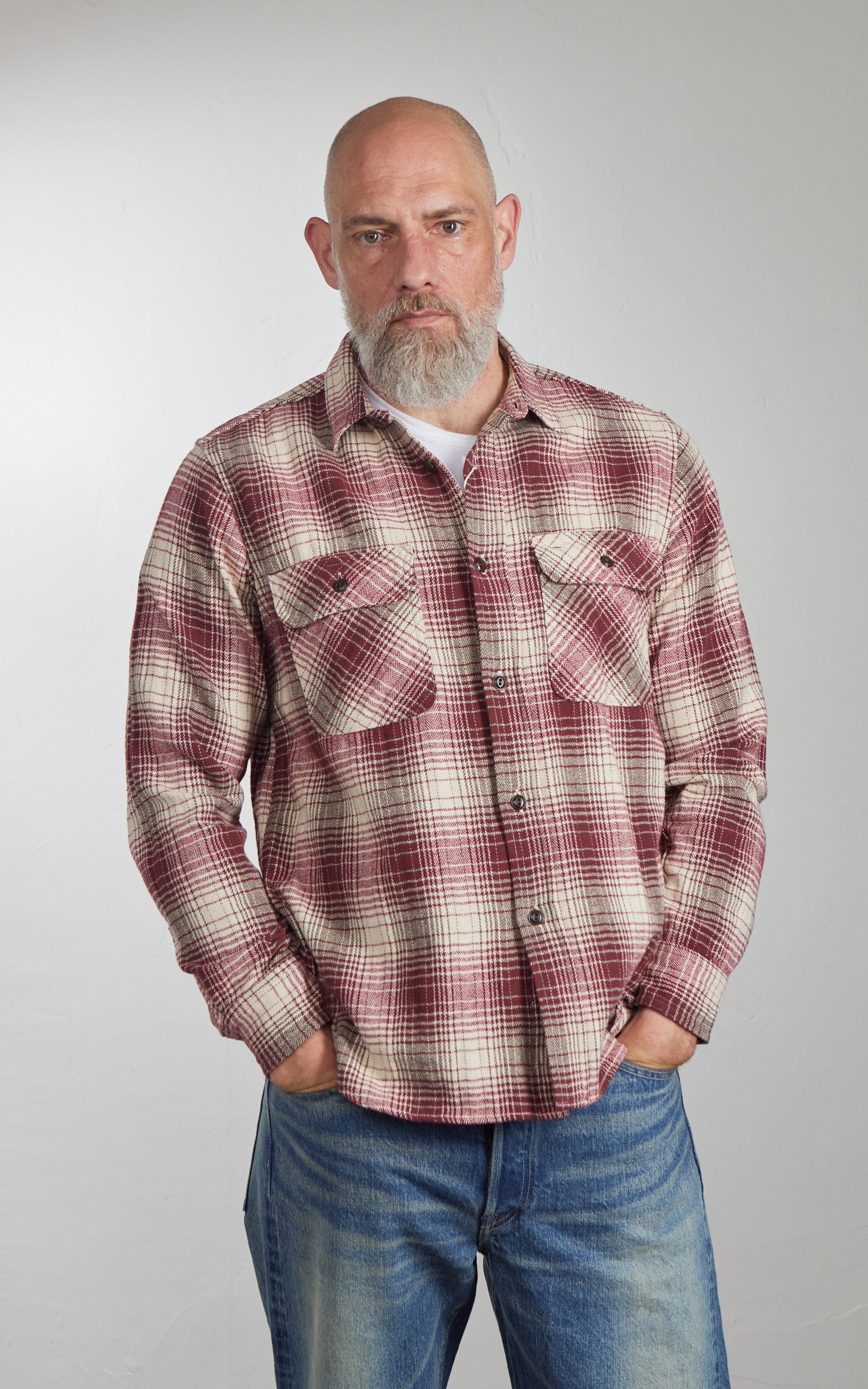 FOB Factory F3510 Heavy Flannel Work Shirt Red