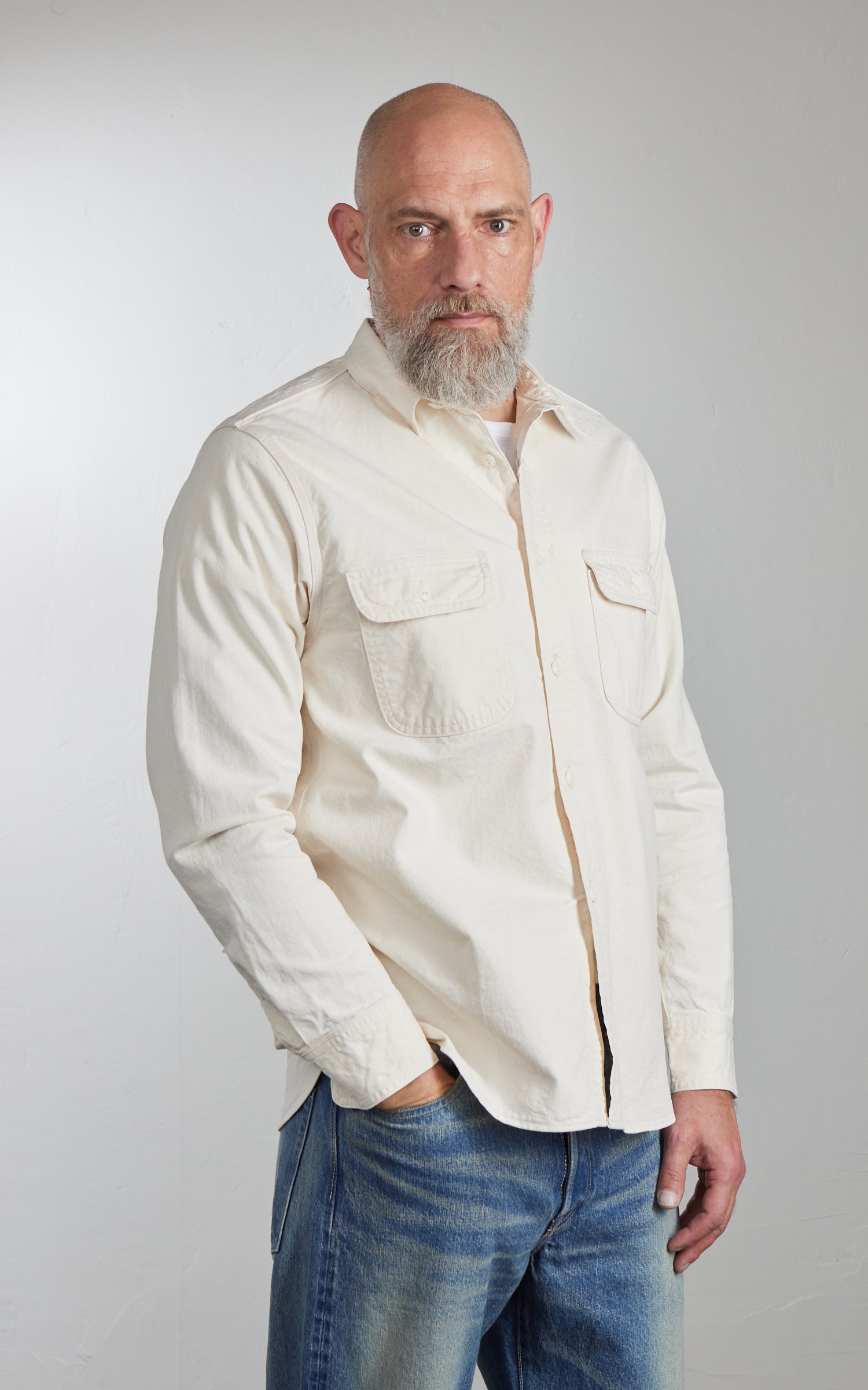 FOB Factory F3513 Work Shirt Ecru