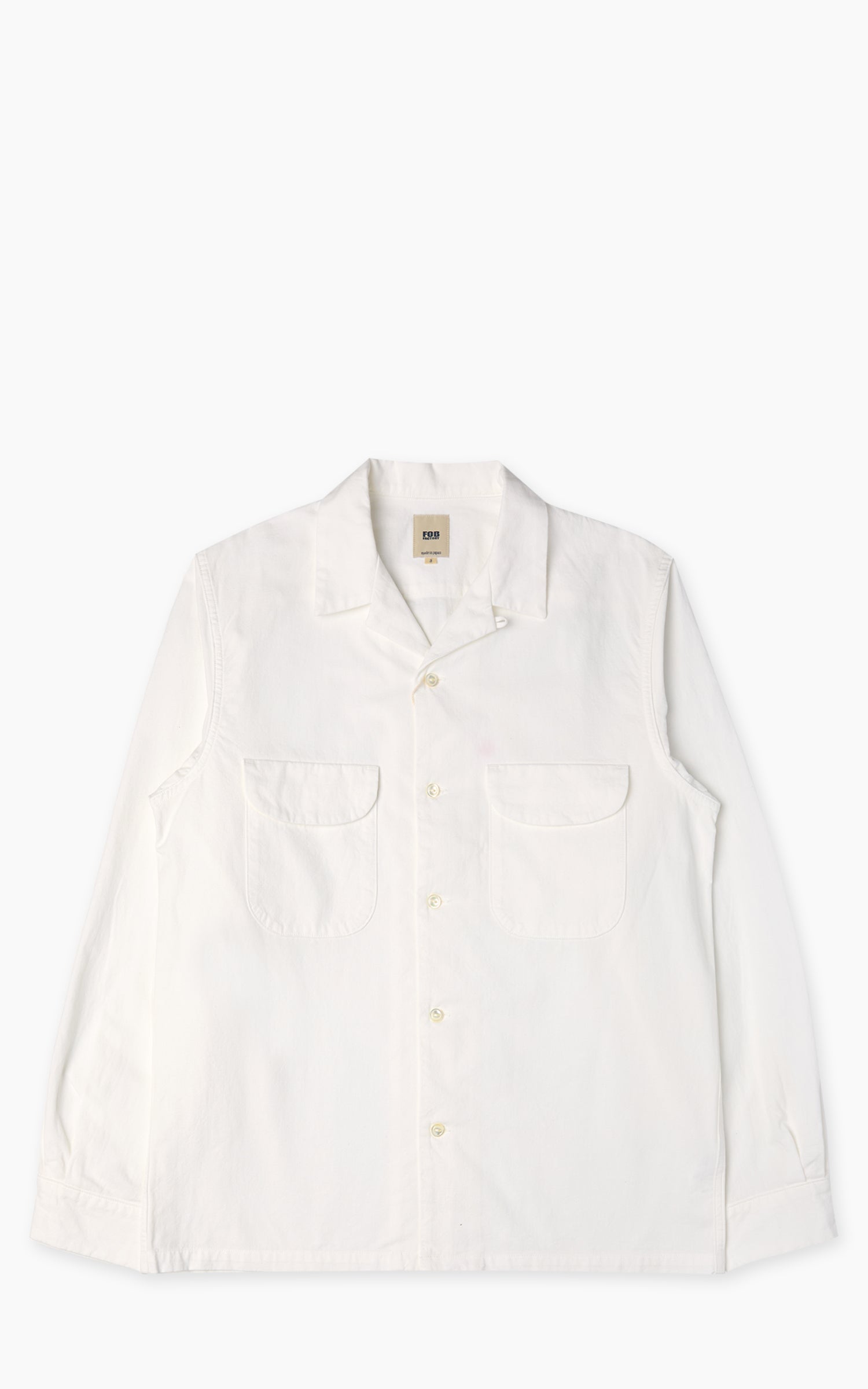 FOB Factory F3514 Open Collar Shirt White