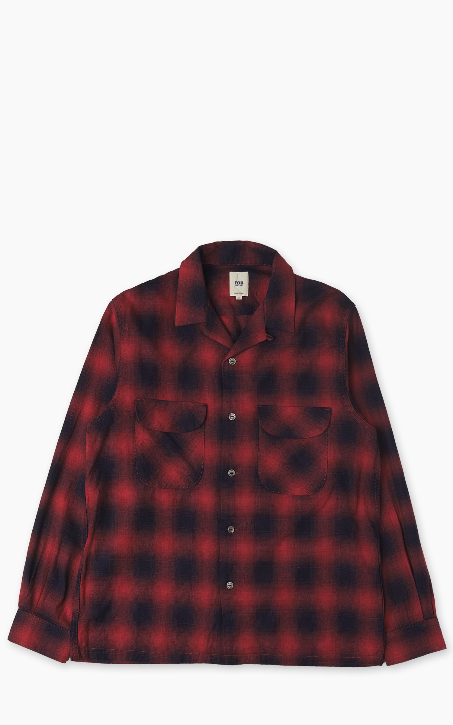FOB Factory F3519 Open Collar Shirt Red Check