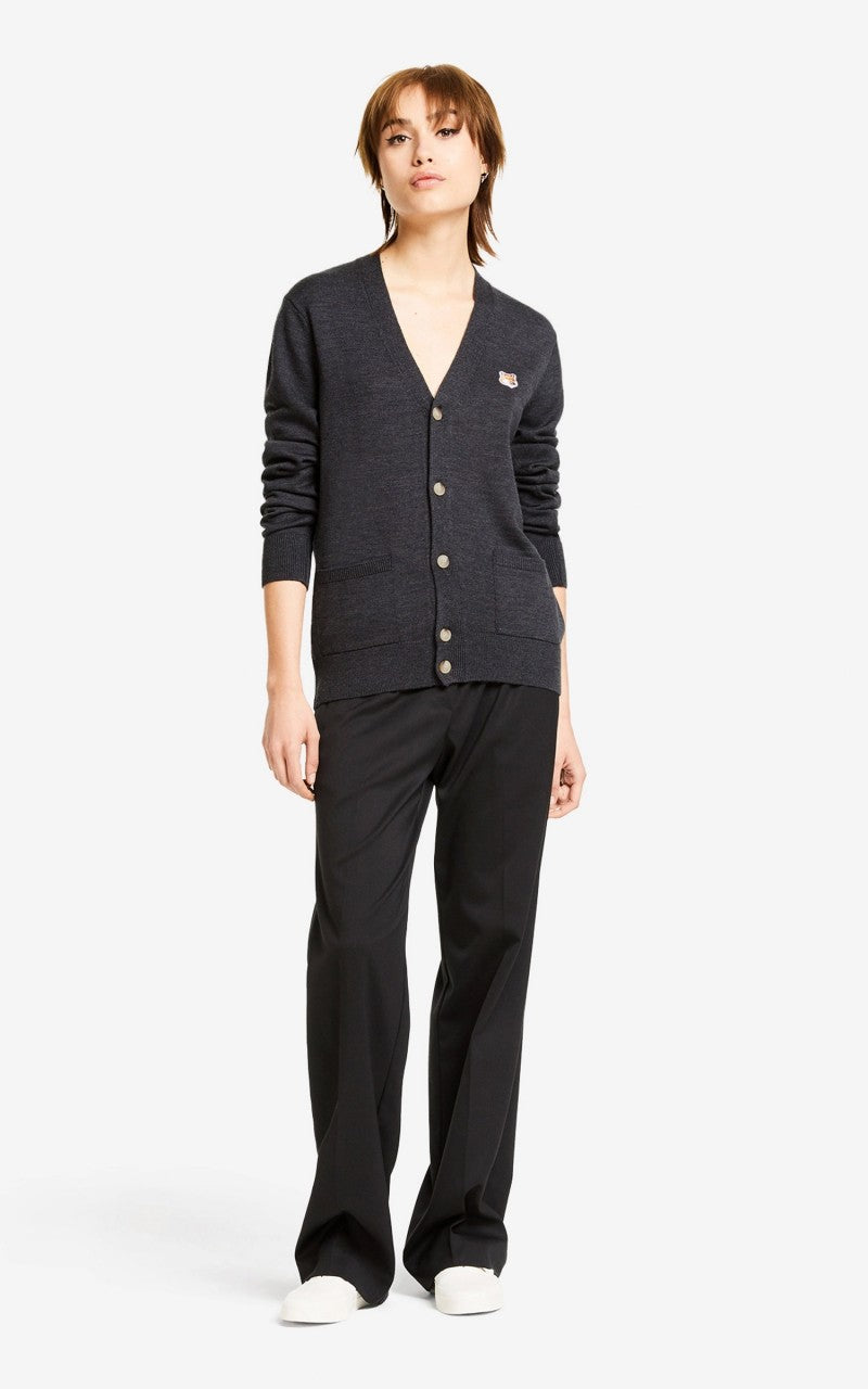 Maison Kitsuné Fox Head Patch Classic Cardigan Anthracite Melange