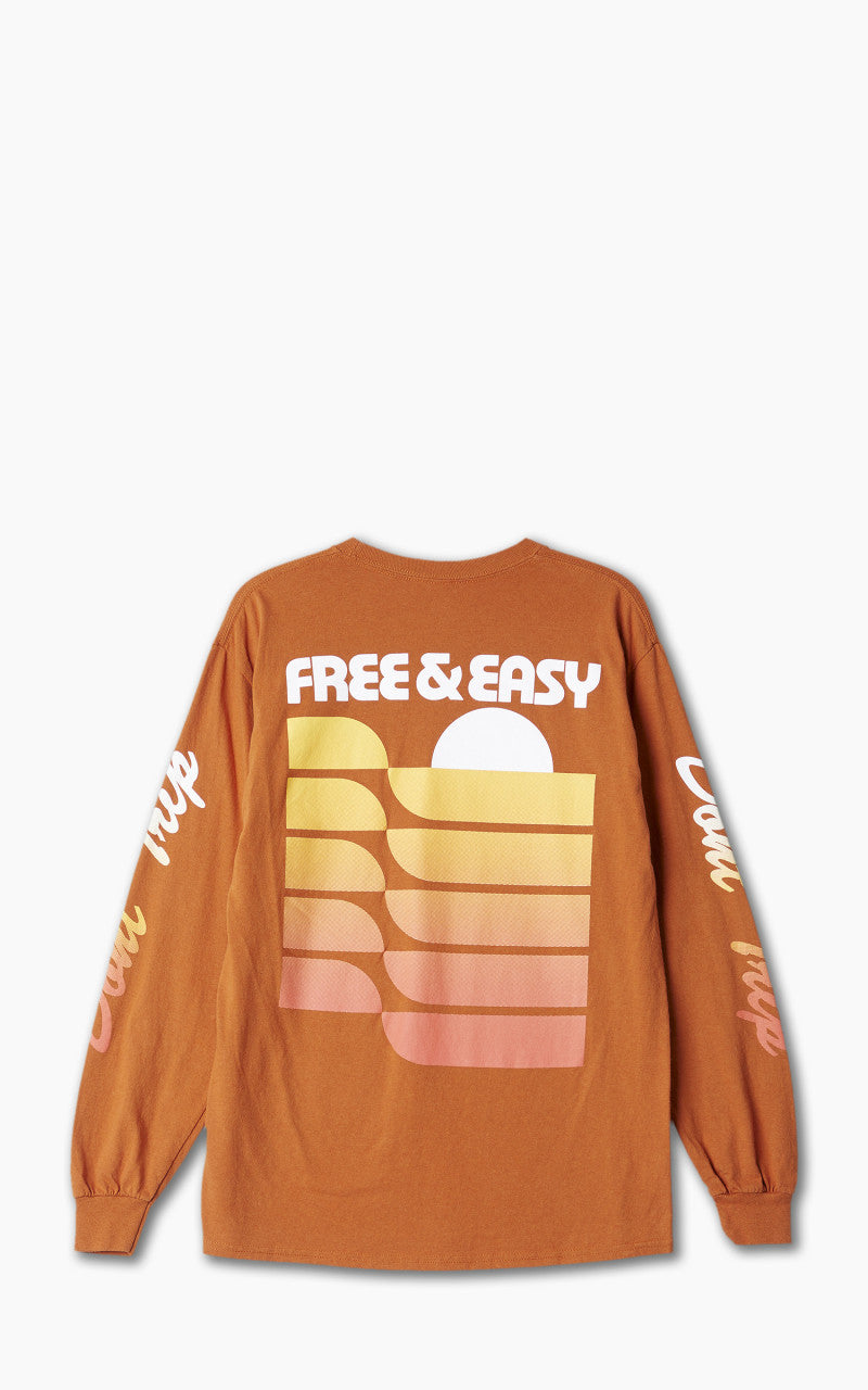 Free & Easy Sunset Waves L/S Tee Orange