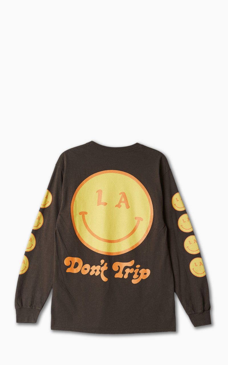 Free & Easy Be Happy L/S Tee Brown
