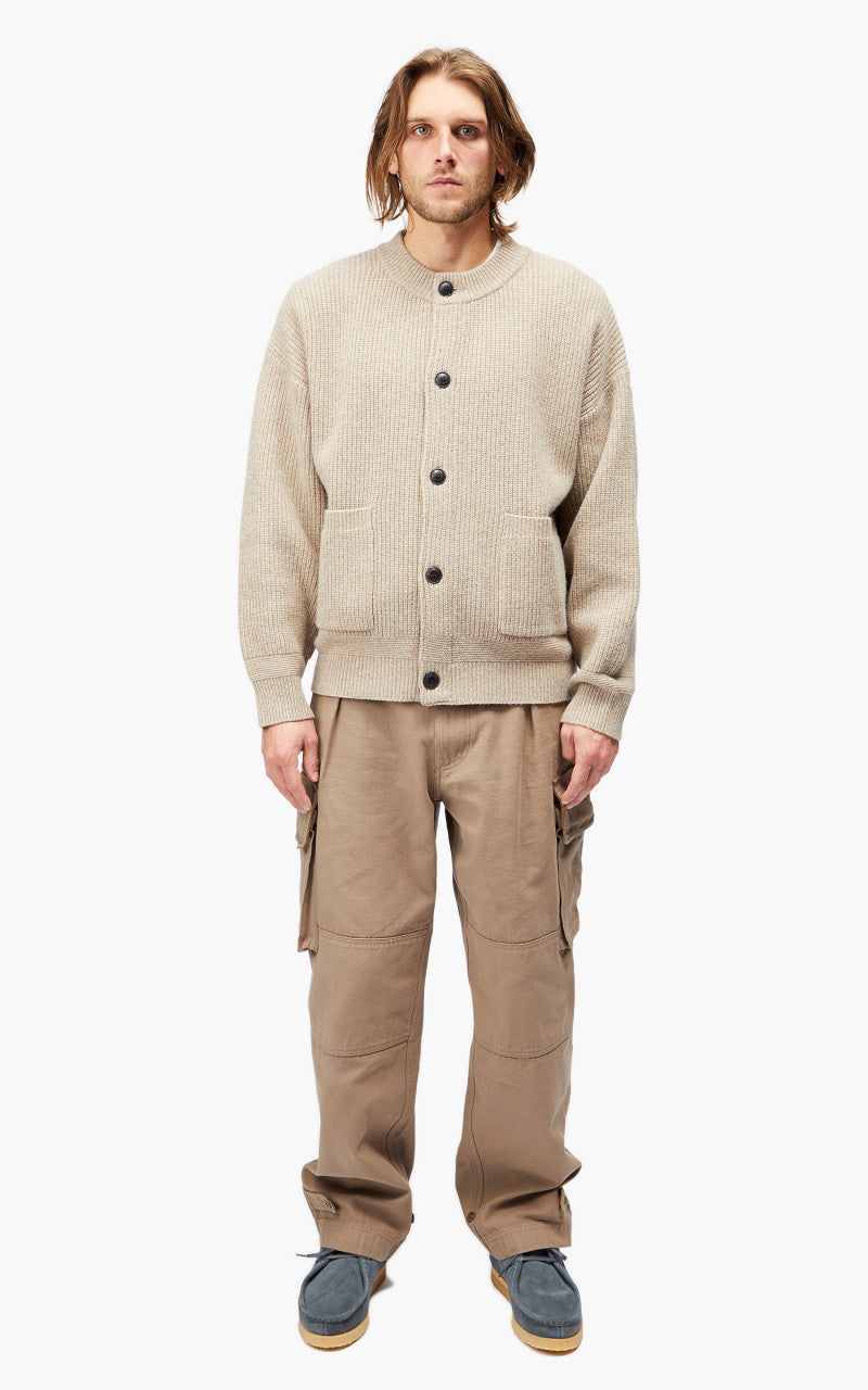 FrizmWORKS Heavy Wool Round Cardigan Oatmeal