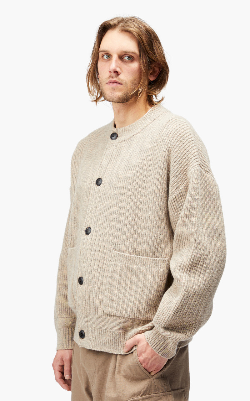 FrizmWORKS Heavy Wool Round Cardigan Oatmeal