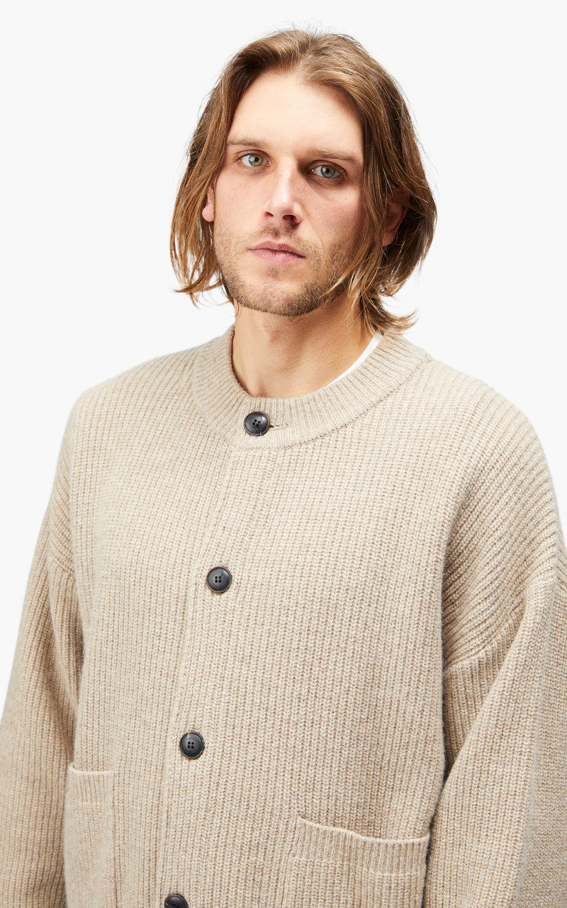 FrizmWORKS Heavy Wool Round Cardigan Oatmeal