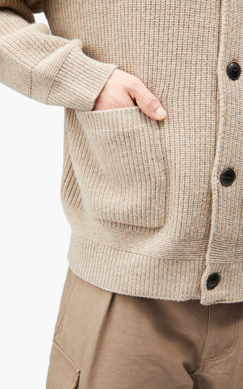 FrizmWORKS Heavy Wool Round Cardigan Oatmeal
