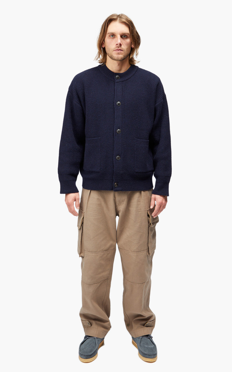 FrizmWORKS Heavy Wool Round Cardigan Navy
