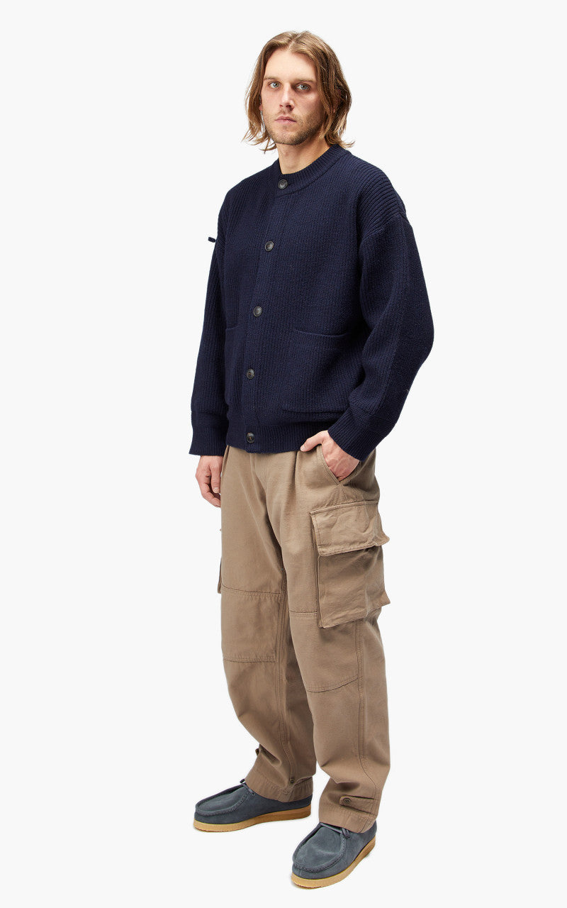 FrizmWORKS Heavy Wool Round Cardigan Navy