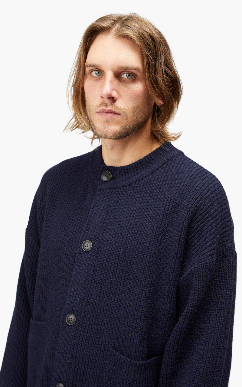 FrizmWORKS Heavy Wool Round Cardigan Navy